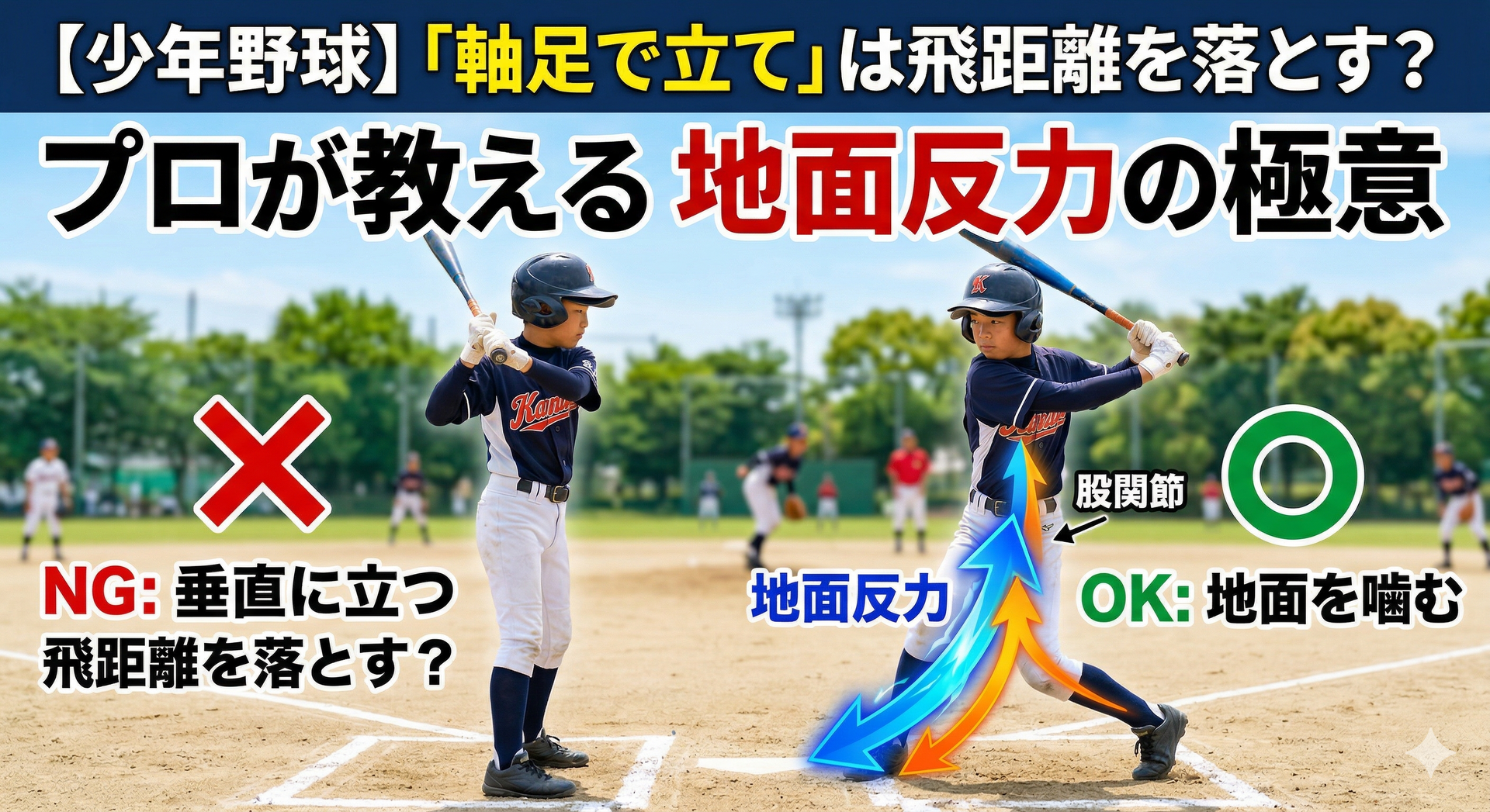 少年野球】「軸足で立て」は飛距離を落とす？プロが教える地面反力の 